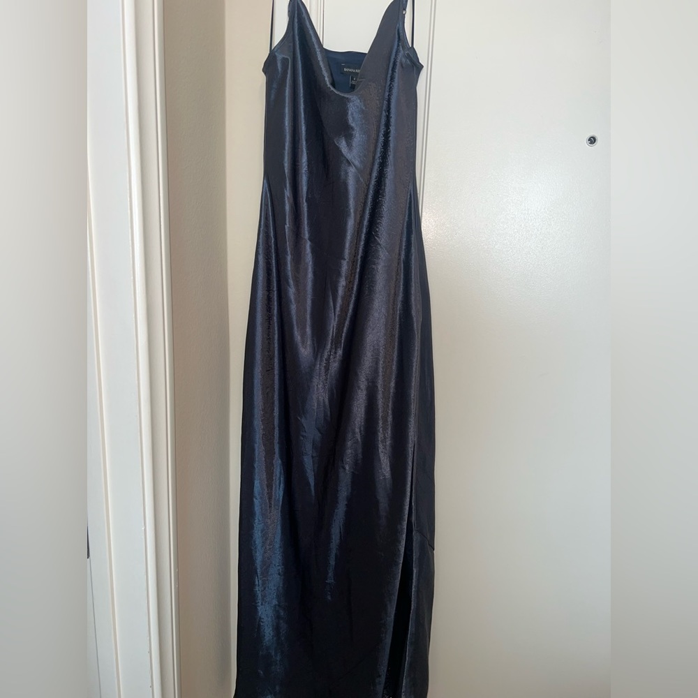 Banana Republic dark navy satin sheath gown - size 4. Never worn brand new